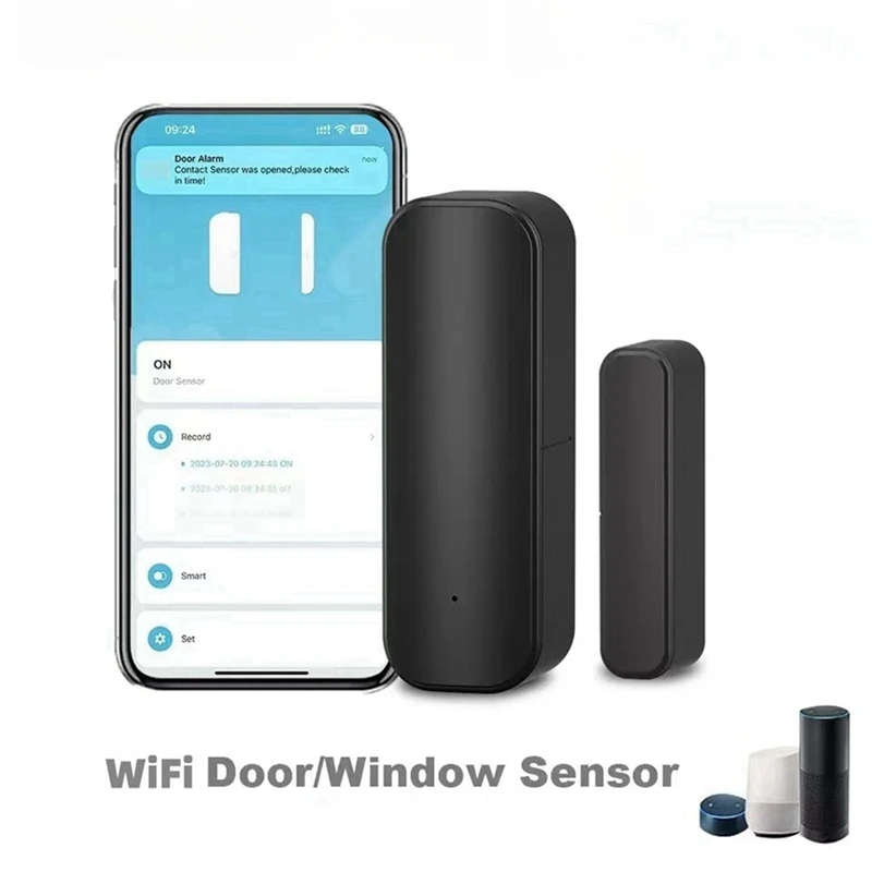 B34B-Tuya Wifi Smart Tür Fenster Sensor Hause Innen Tür Magnetische Detektor Kompatibel Mit Alexa & Google Hause