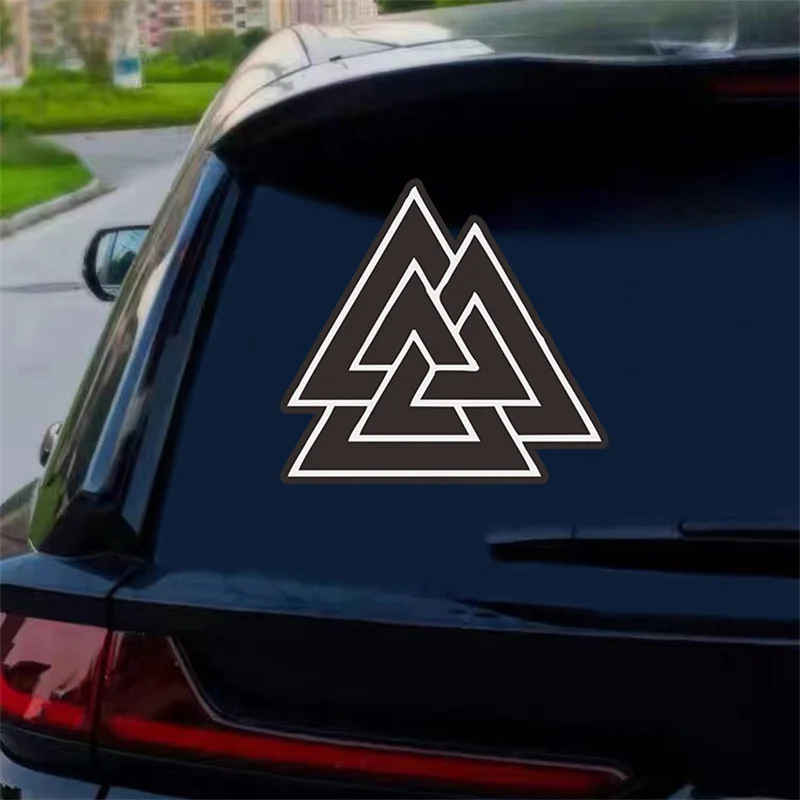 Set of 2 Nordic Viking Valknut Car Stickers  Matte Vinyl Decals, Self-Adhesive One-Time Use Irregular Design Cartoon Anime Style