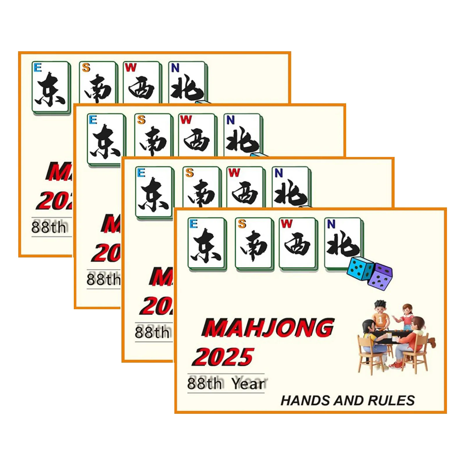 

Large-Size 2025 Mahjong Playing Cards - Waterproof Travel-Friendly Tiles Set for Family Game Nights & Compact Storage (4-Piece)
