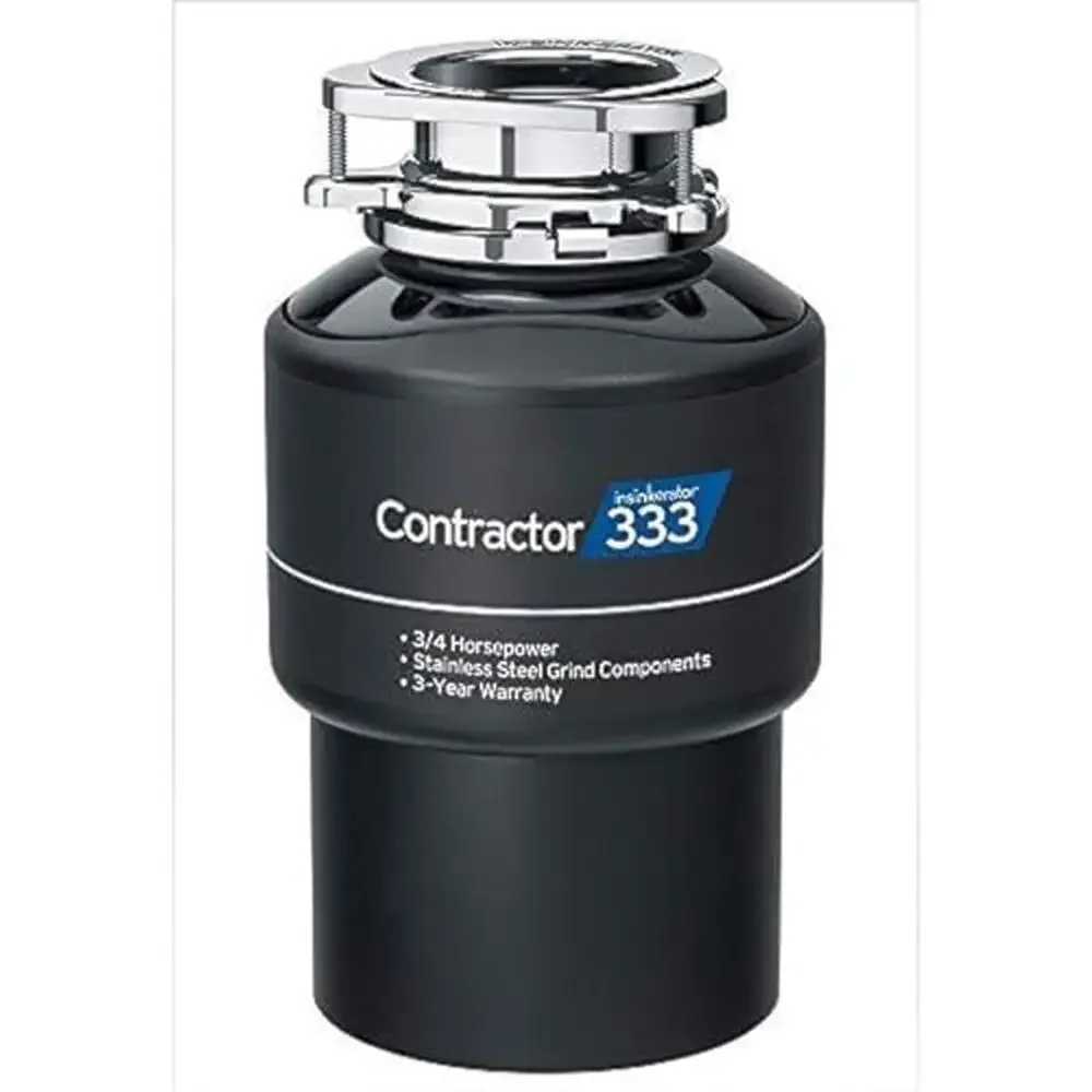 Powerful Contractor333 Black Waste Disposal 3/4HP Reliable Garbage Disposer