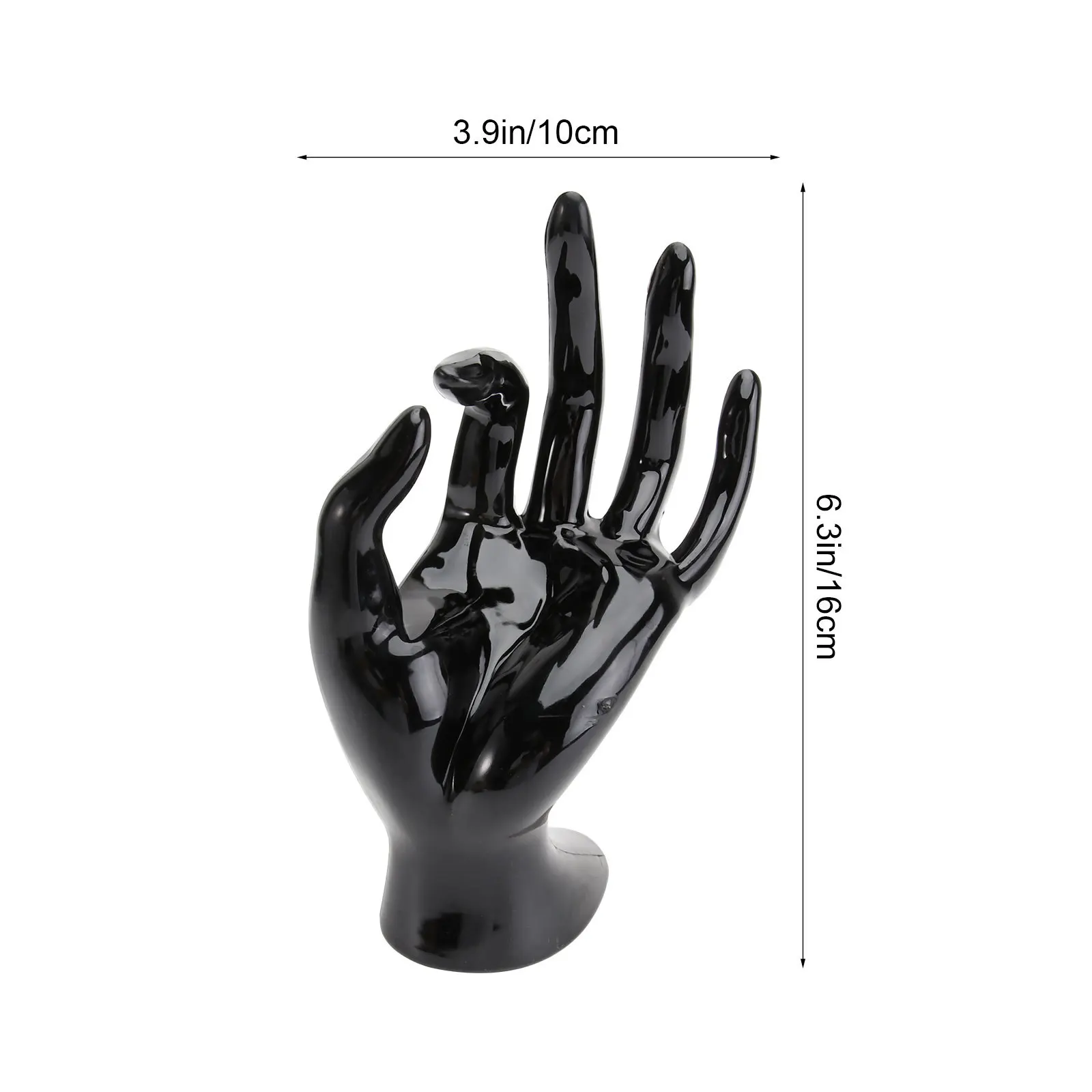 البلاستيك اليد مجوهرات عرض الرف 8X17 سنتيمتر الأسود الإبداعية شكل اليد تصميم لخاتم سوار المنظم مجوهرات عرض موقف #2