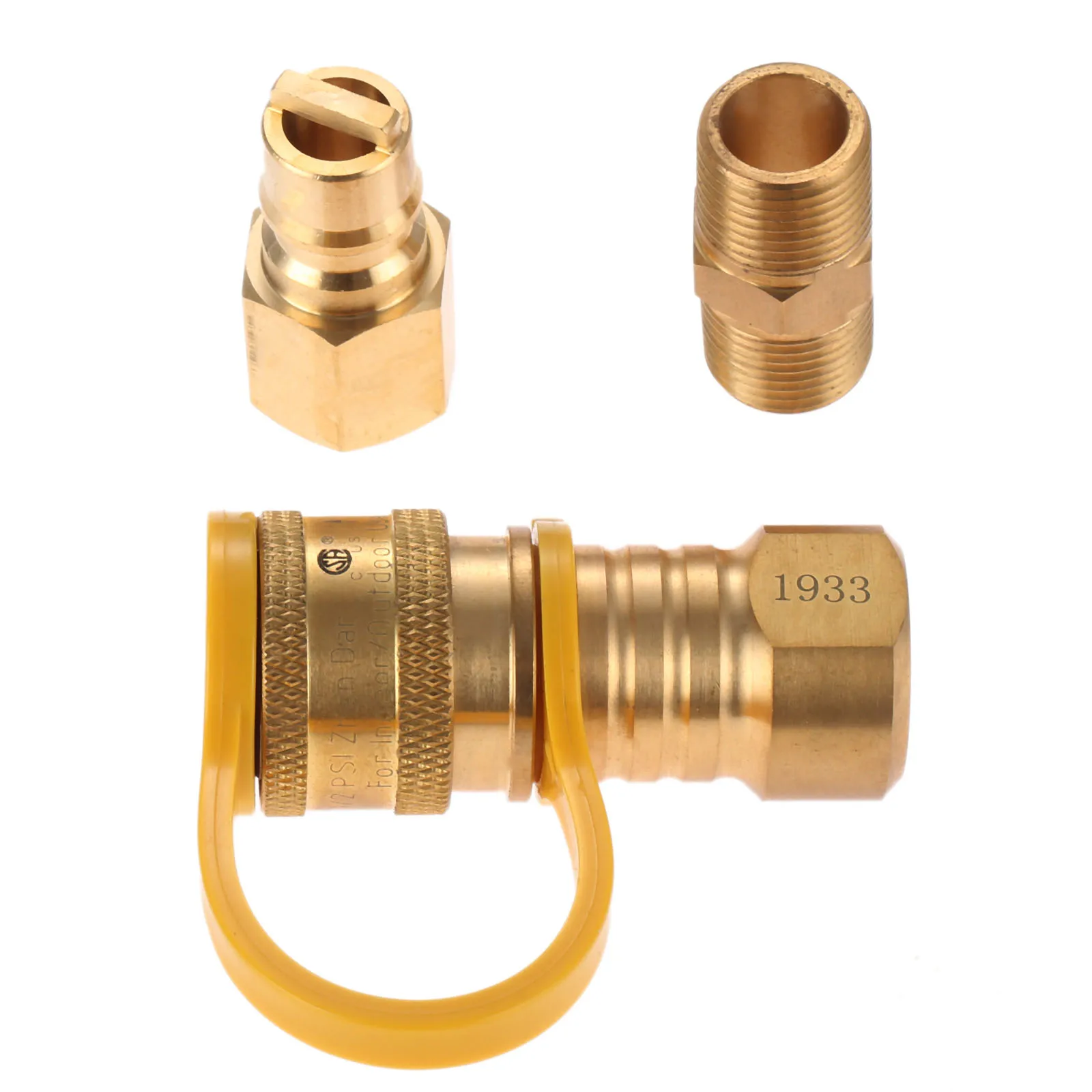 3pcs 3/8 Inch Natural Gas Quick Connect Fittings Brass Propane Gas Grill Quick Connector Adapter Fitting LP Gas Propane Hose