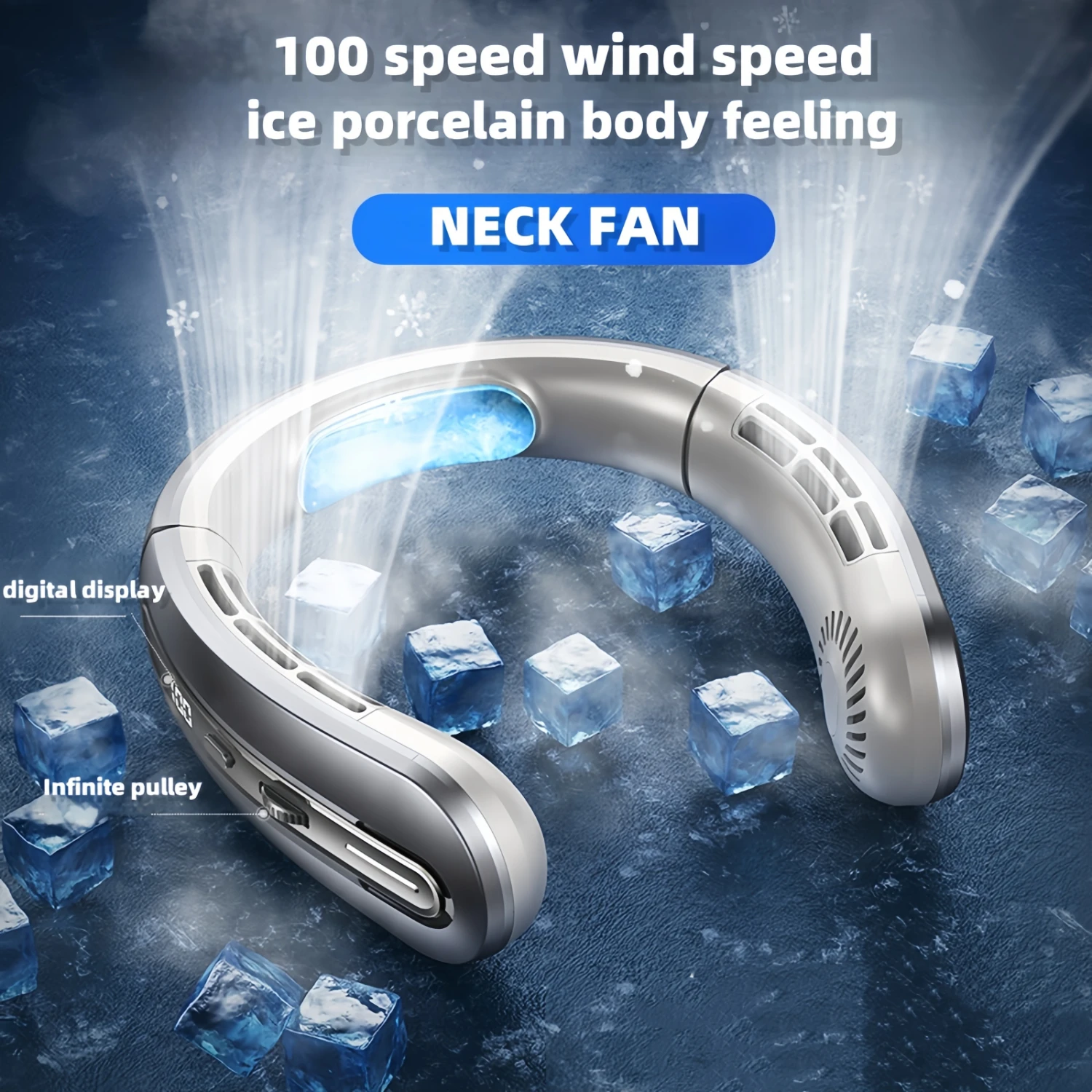 Portable Neck Fan With Usb Charging - Bladeless, 24-Hour Battery Life, Adjustable Speeds & Led Display - Ideal For Outdoor Activ