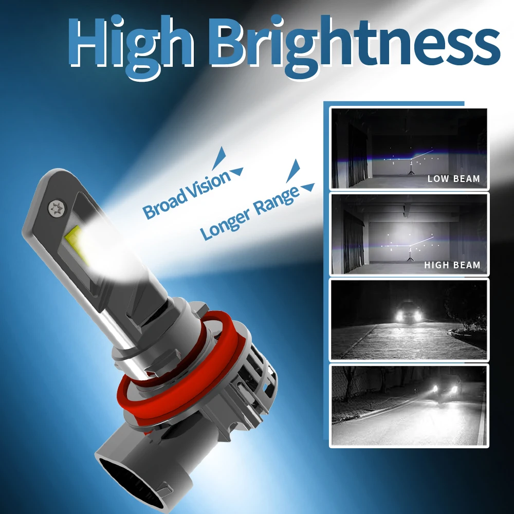 2x HB3 9005 Led Headlight Canbu Car Bulb High Power 6000K Xenon White Light Moto Diode Lamp 12v 55w For Dodge Journey 2008~2023