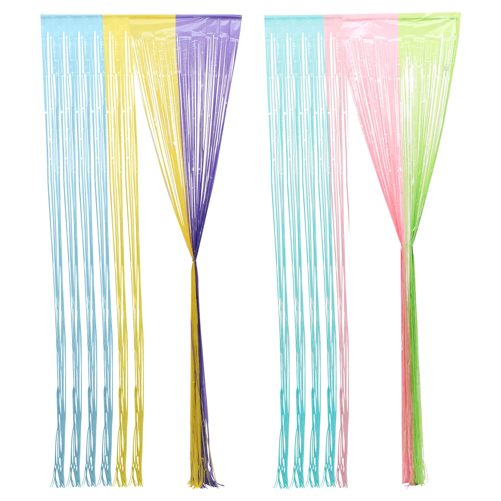 

2PCS Rain Curtains Decor Pastel Rainbow Tinsel Backdrop Reusable Glitter Party Banner Wedding Valentine Christmas Decor Door