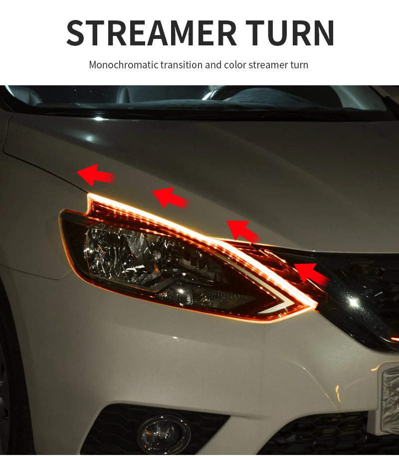 App-gesteuertes DRL Auto-Tagfahrlicht mit Blinker RGB Scan Start Flexibler Symphony Flow LED-Scheinwerferstreifen 12V – Detail 13