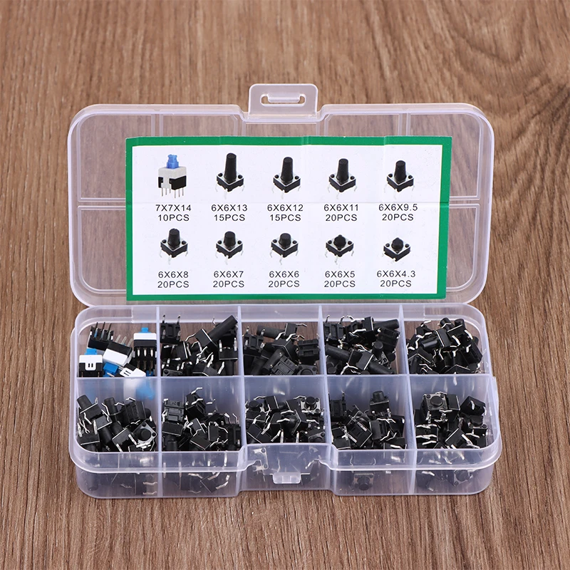 Boxed Tactile Push Button Switch Momentary Tactile Tact Mini Switch Kit 6*6 4.3-13MM 7*7mm Momentary Switch
