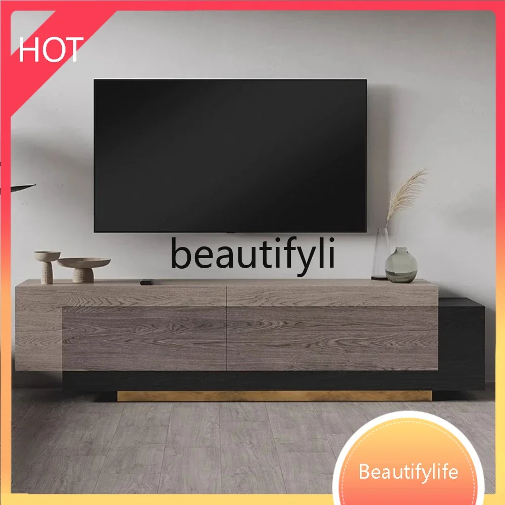 XX80 Color matching TV cabinet North American ash wood high-grade solid wood edge cabinet, household floor-to-ceiling low cabine