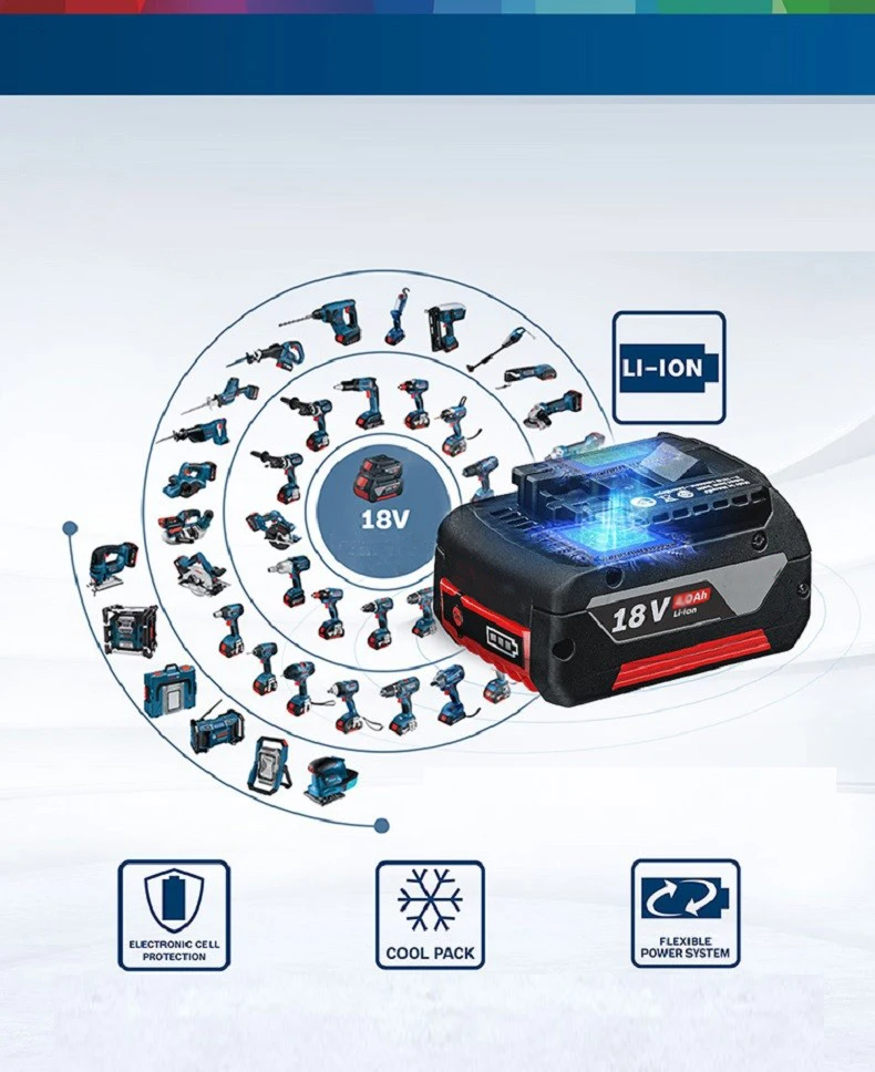 Conjunto de bateria para sistema profissional bosch, 18v bat610g bat609, substituição para bateria bosch 18v bat618 bat619 para bosch profissional