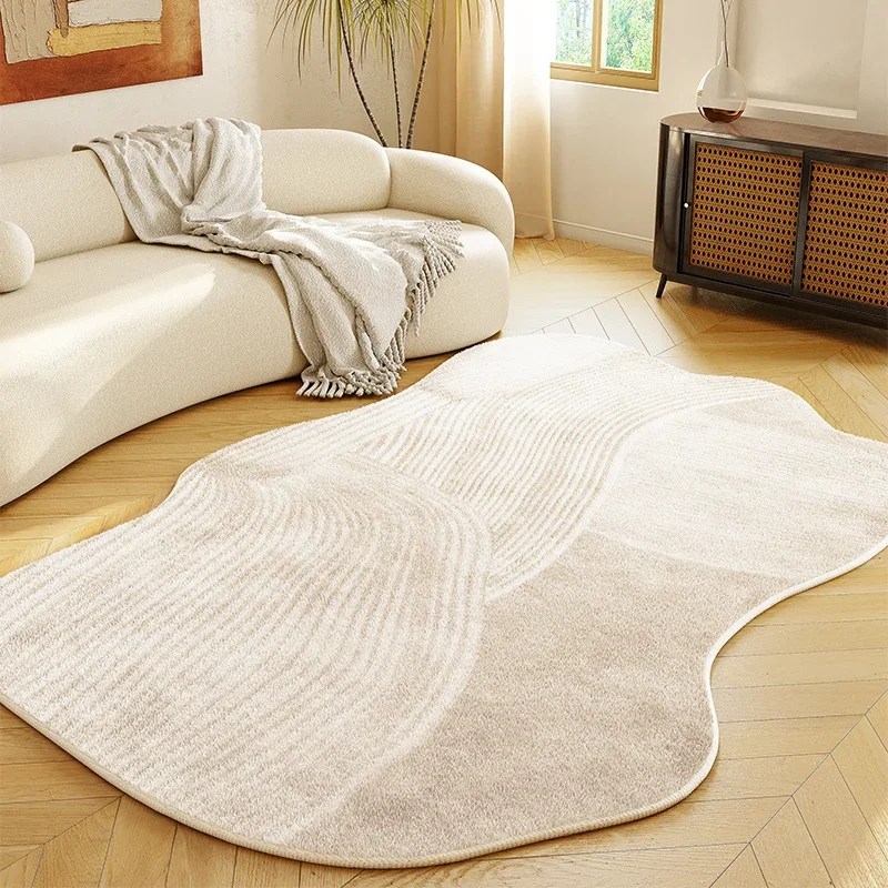 

Cream Style Living Room Decoration Plush Carpet Light Luxury Bedroom Bedside Fluffy Soft Carpets Irregular Home Non-slip Rug