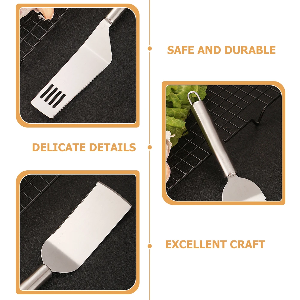

2pcs Stainless Steel Pizza Shovel Non-Slip Handle Baking Spatula Kitchen Utensil For Cake Dessert Burger Griddle Server Tool
