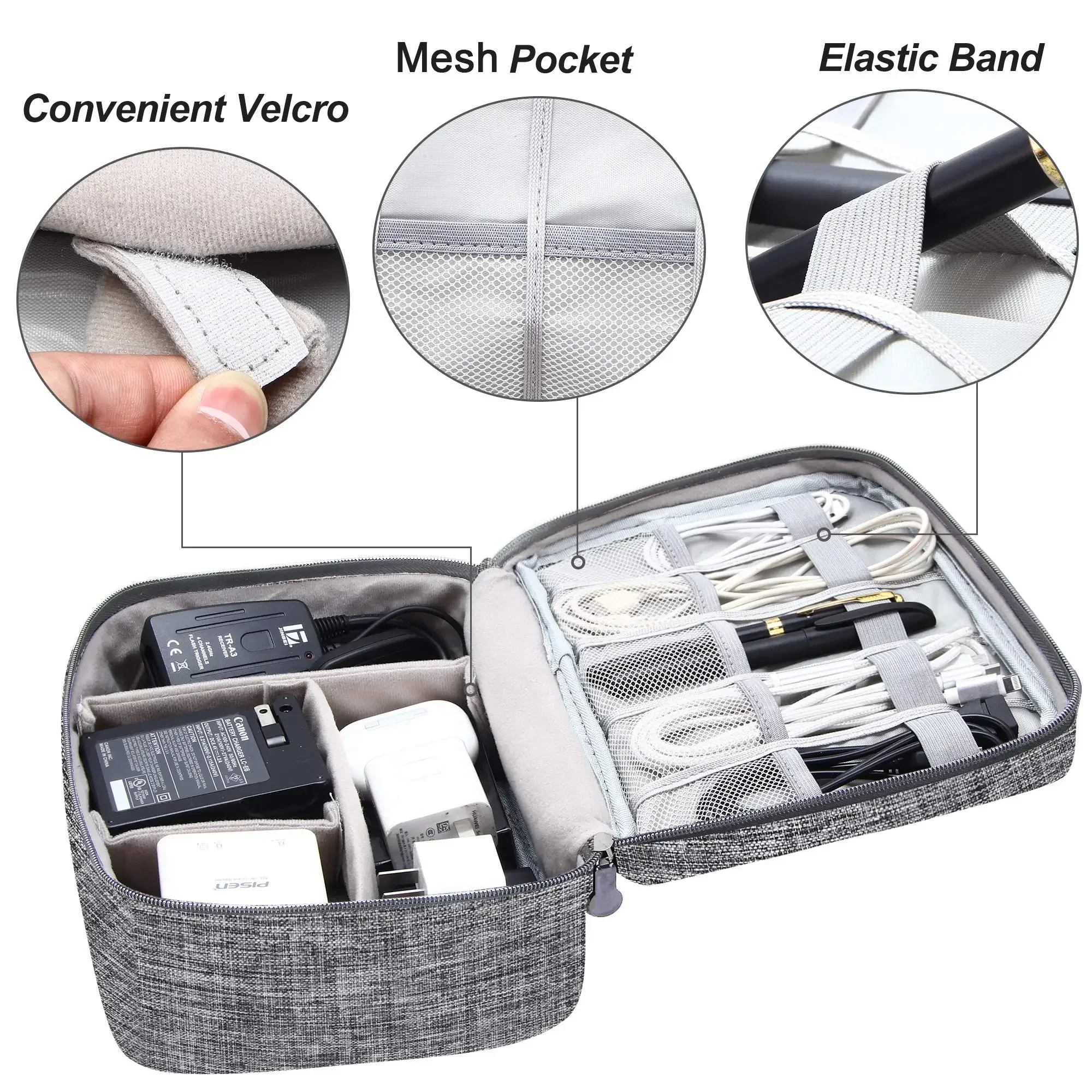 Travel Cable Bag Portable Digital USB Gadget Organizer Charger Wires Cosmetic Zipper Storage Pouch kit Case Accessories Supplies