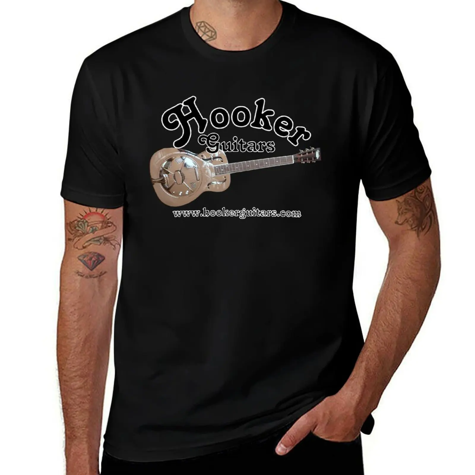 Hooker Resonator Guitars T-Shirt Basic Short Sleeve for Men T-Shirt
