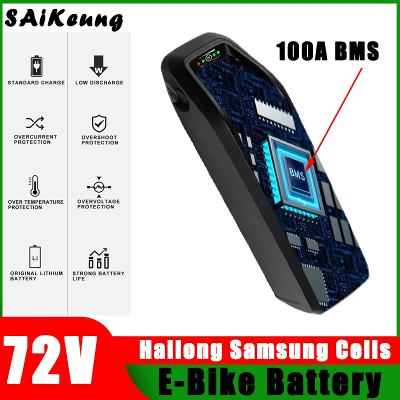 Hailong 72v Rechargeable 48V Electric Bike motorcycle 52v 60V 36V 20ah 24ah 25/30/35/40/45/50/60ah Scooter Lithium Battery Pack