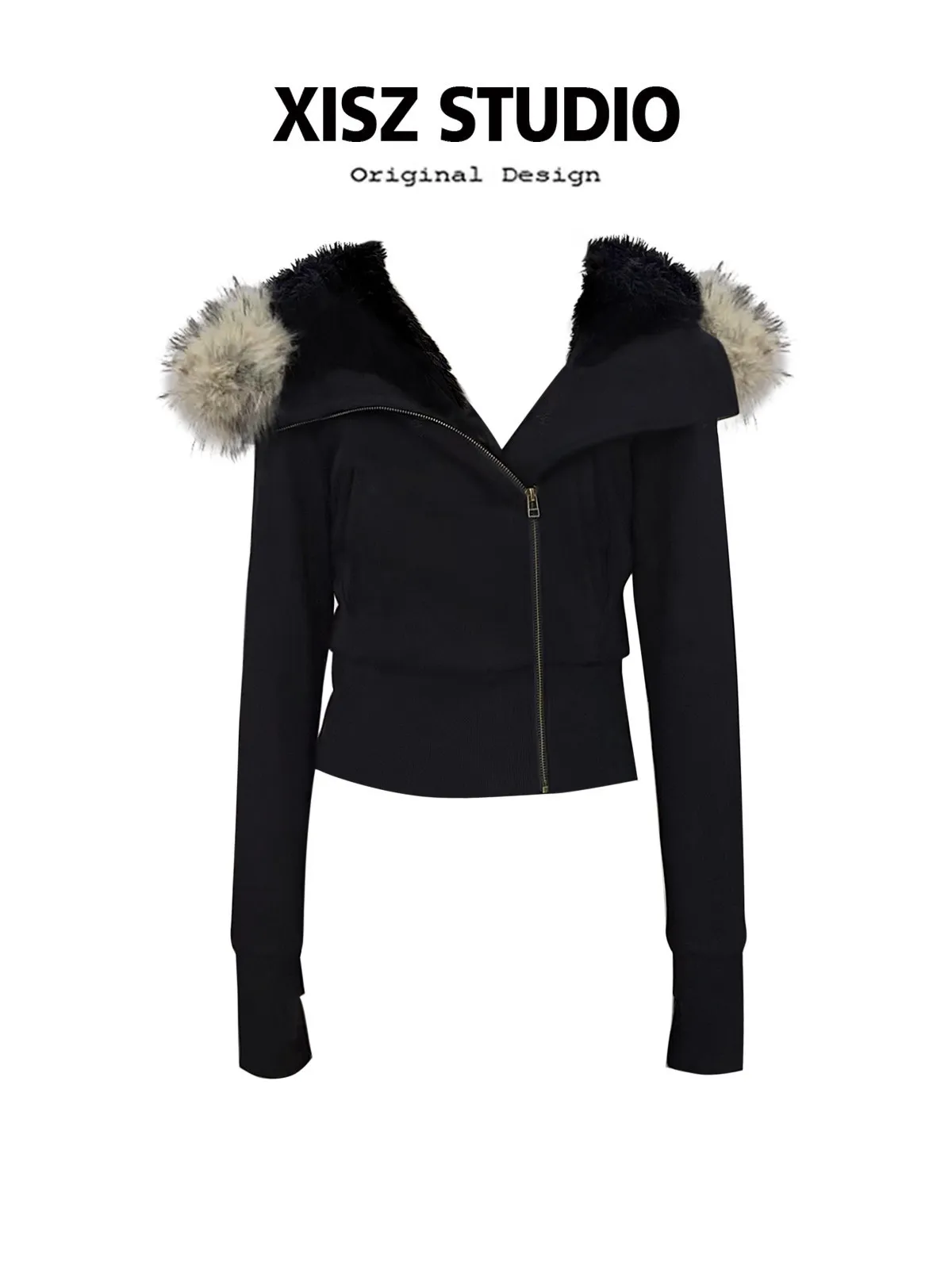 

plus Size American Sle ort Hooded Jaet Women's Slimming Coat Winter Thiened Faux Fur Collar Sweatirt Jaet