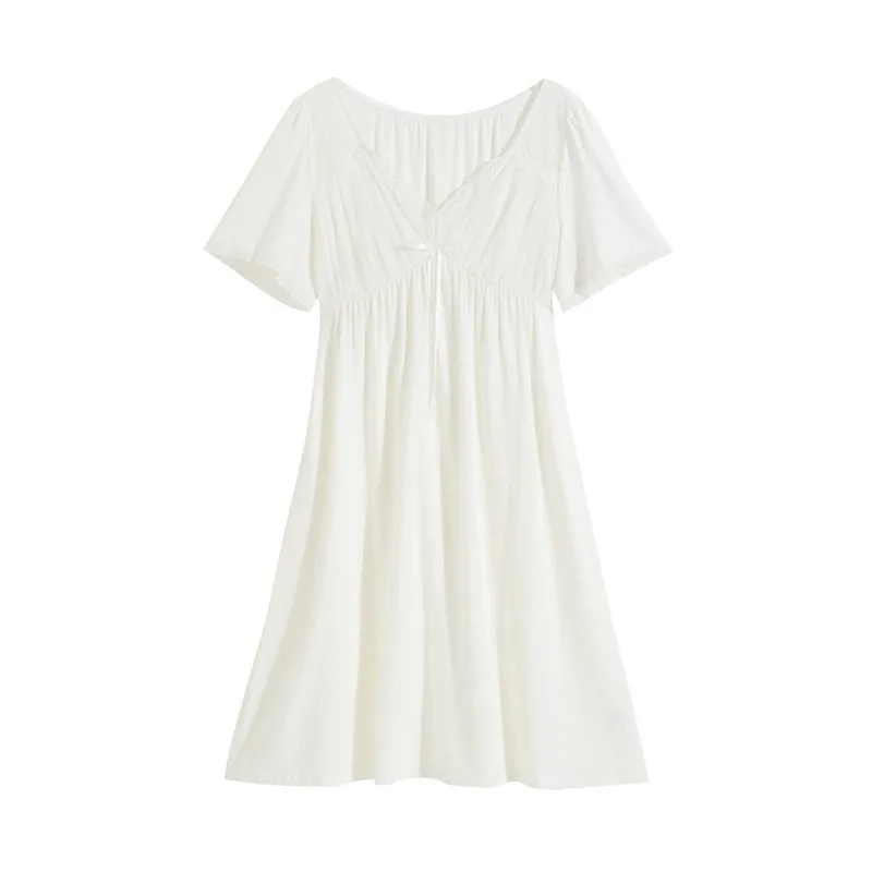 2026 New Women's Summer Nightgown with Chest Pad, Plus Size Modal Fabric in Popular French Princess Style