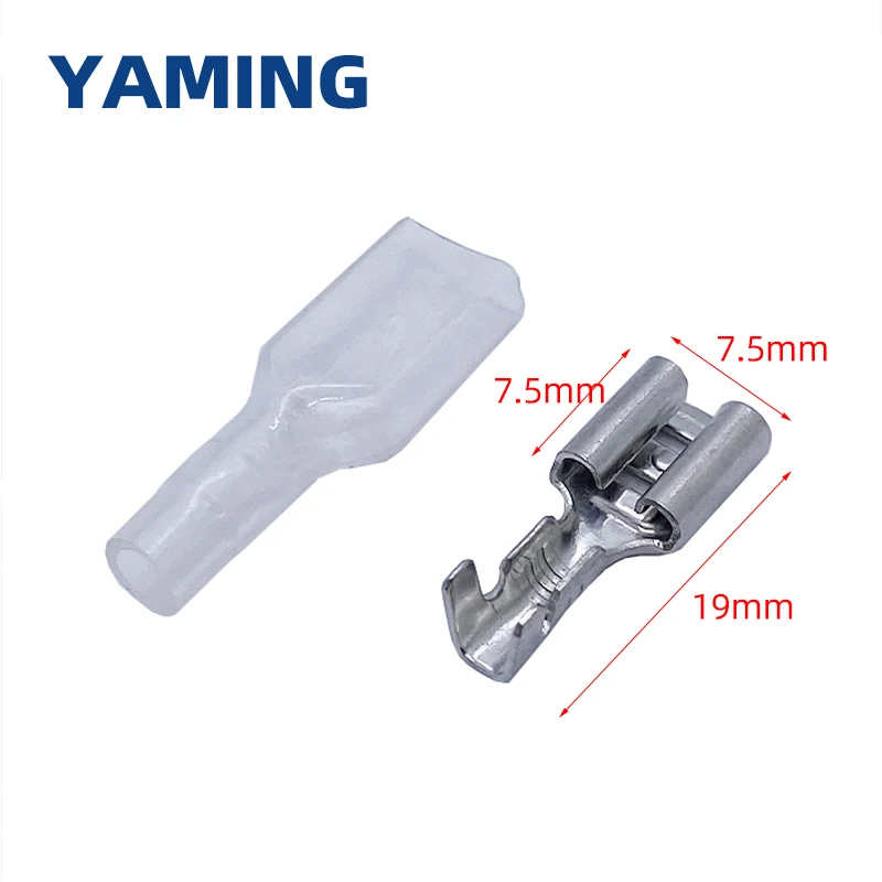 50set/bag 6.3mm Crimp Terminal Connector Splice Cold Terminal With Transparent Sheath For Relay And PCB Inserting