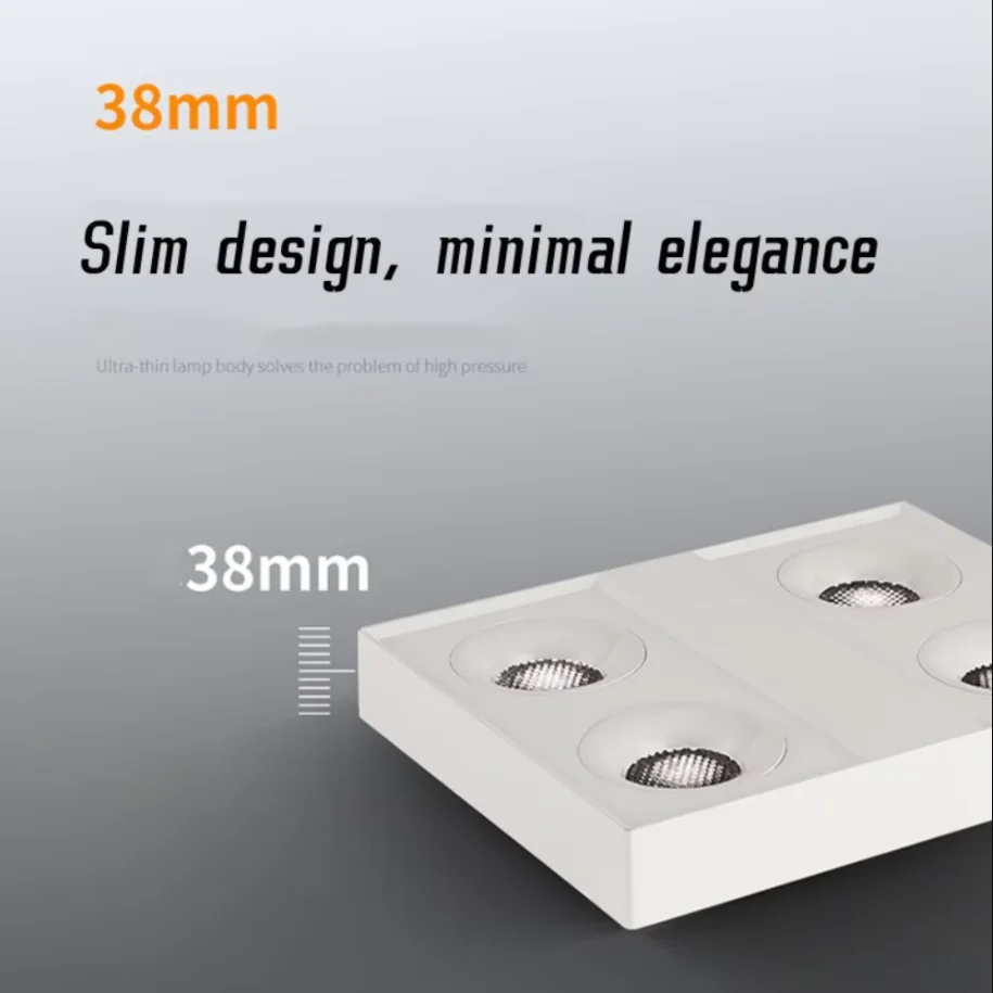 Square LED Ceiling light COB Spotlights Dimmable 12W15W 1-2-4 head chip Anti-glare Downlight Ceiling Lamp 85-265V Home business
