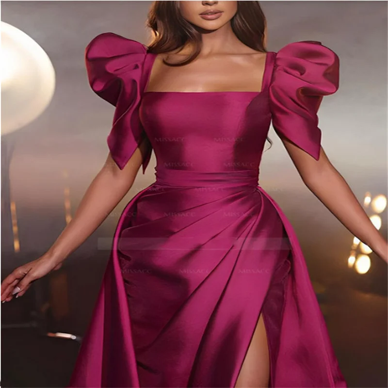 MULONG Sexy Women's Prom Dresses 2025 Puff  Sleeve  Bride Dresses Fuchsia Long Evening Dresses Womens Dresses Customized New