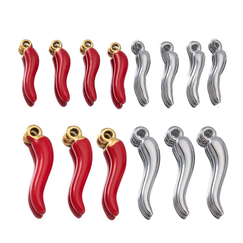 

5pcs Stainless Steel Pepper Charms 15mm 20mm Enamel Vegetables Earrings Pendant for Necklaces DIY Jewelry Findings Supplies Bulk