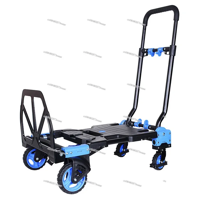 شاحنة مسطحة منزلية، كرنك يدوي، مقطورة محمولة، عربة رباعية العجلات، قابلة للطي خفيفة، شديدة التحمل #3