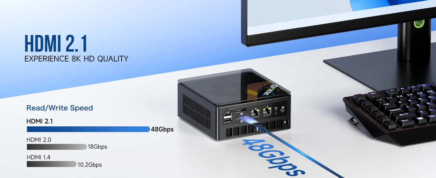 GMKtec K8 Plus Ryzen 7 8845HS Mini PC Windows 11 Pro DDR5 128GB 5600MT/s PCIe 4.0 4TB NVMe SSD WiFi 6 BT 5.2 Gaming Desktop Comp