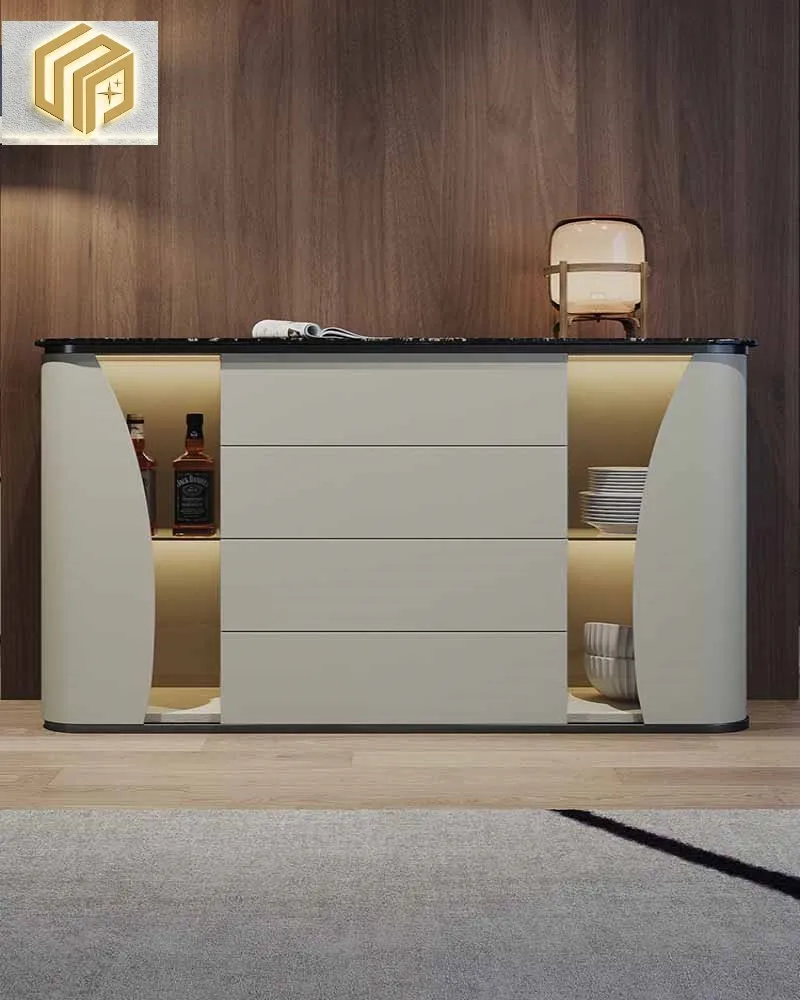 

Italian marble dining edge cabinet, light luxury, small and large-sized household restaurant wall storage, tea and water cabinet