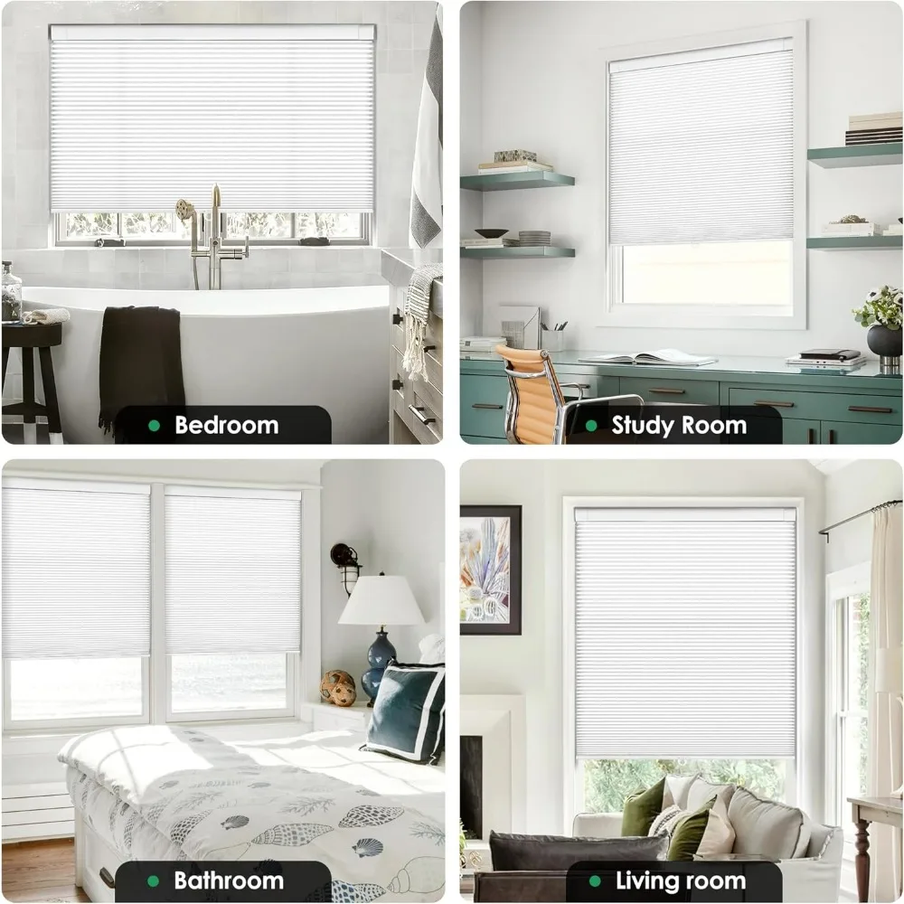 ظلال خلوية لاسلكية للمنزل - ستائر على شكل قرص العسل لتصفية الضوء مع عزل حراري وتركيب سهل بدون أدوات #5