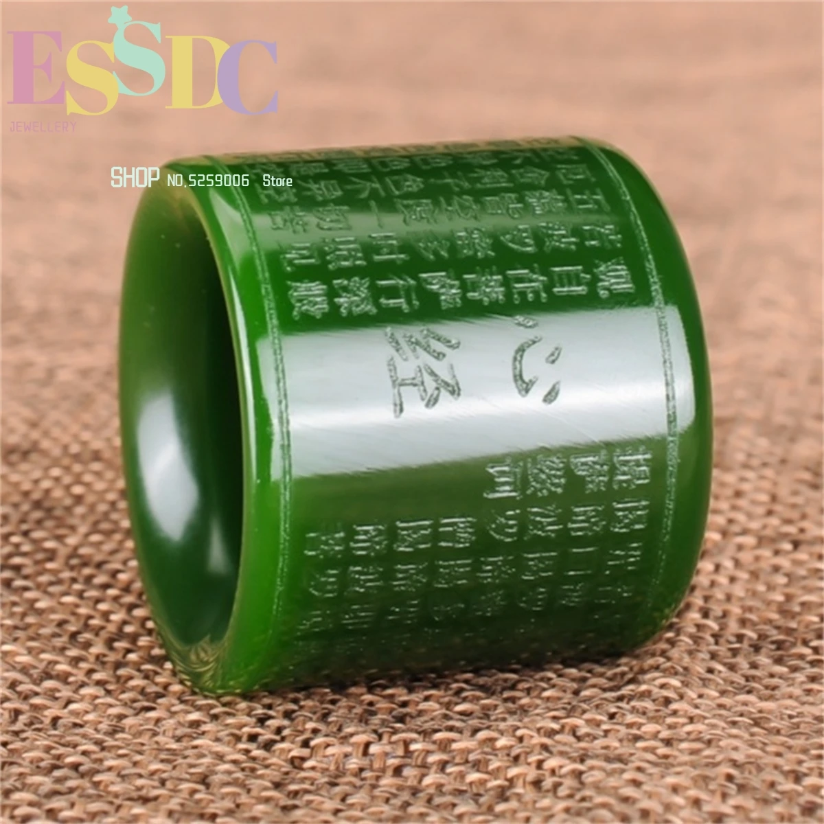 Natural Green Jade Ring Heart Meridian Jadeite Buddhism Amulet Fashion Charm Jewelry Hand Carved Crafts Gifts for Women Men
