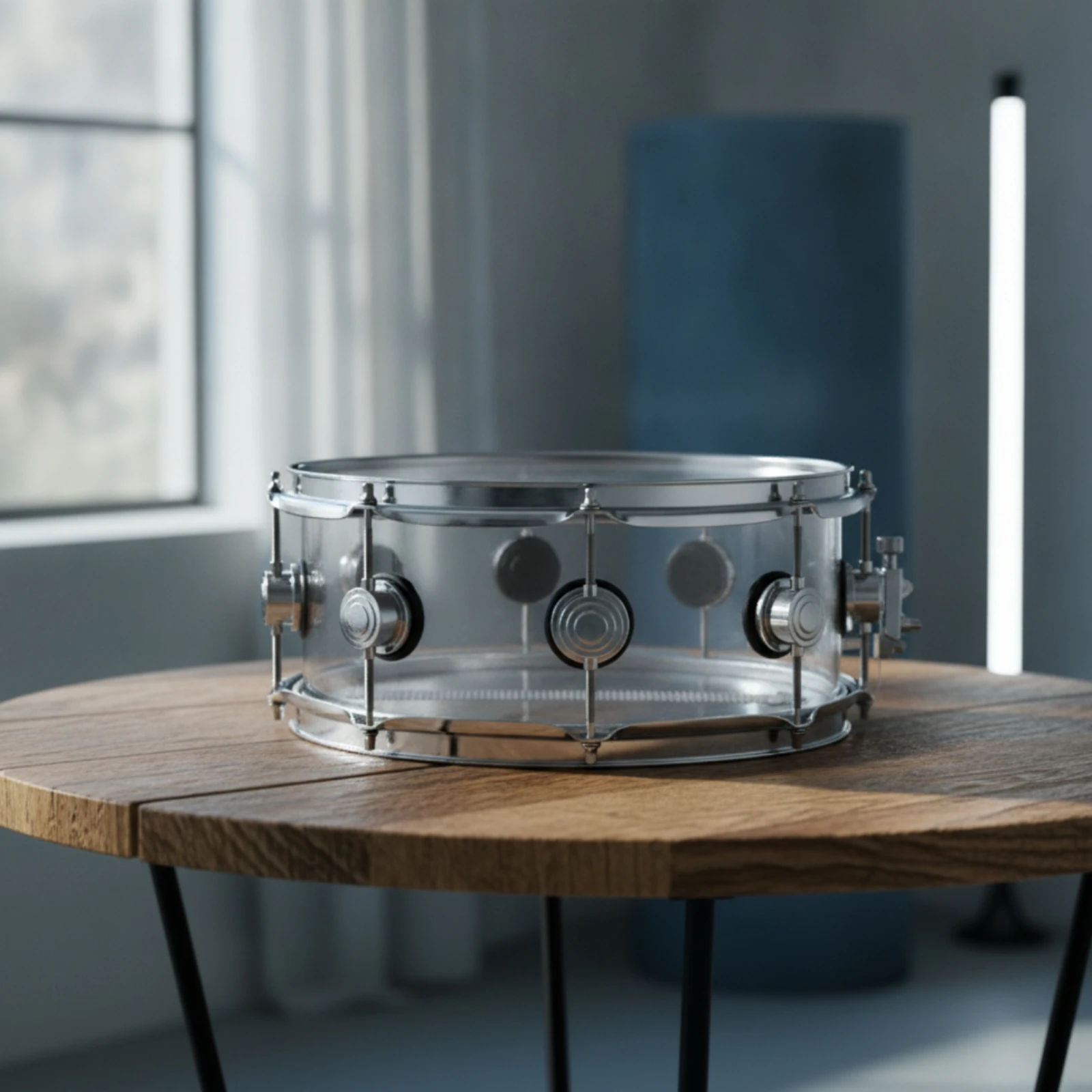 Acrylic Snare Drum Transparent Snare Drum with Metal Hoops Bottom Hoop Articulate Response Open Resounding Quality for Drummers