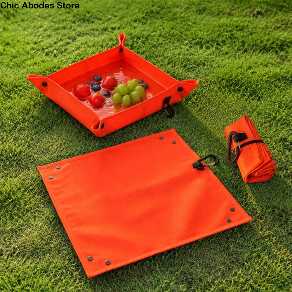 Ultra Light Folding Seat Cushion Foldable Waterproof Portable Camping Mat with Hook Convenient Fruit Wash Basket Picnic