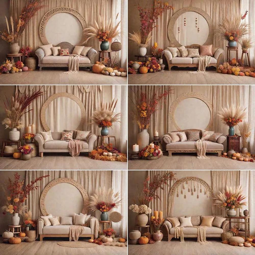 MOON.QG Thatch Party Background Photography Bohemia Autumn Curtain Photozone Backdrop Child Photo Studio Photocall Accessories