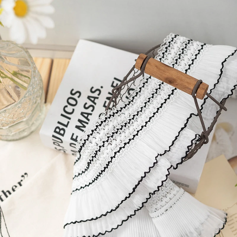 

5 Yards 11CM Width Elastic Pleated Fabric Fringe Collar Cuffs Ruffle Trim DIY Uniform Dress Hem Doll Cothes Sewing Accessories