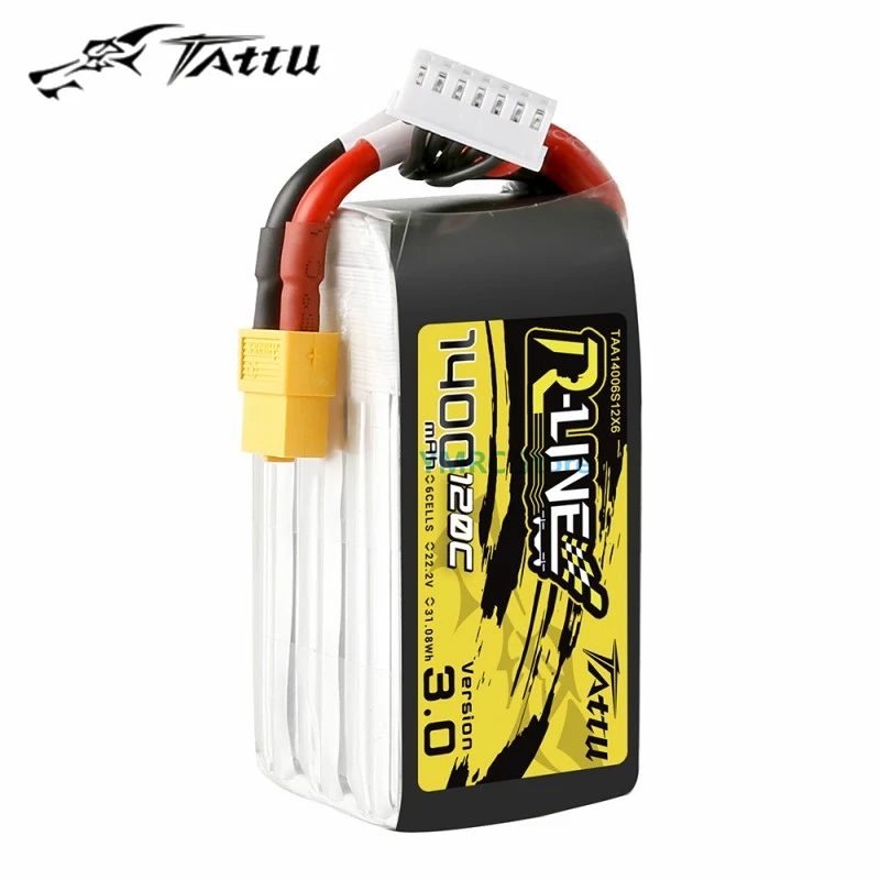 

Tattu R-Line Version 3.0 1400mAh 120C 22.2V 6S1P Lipo Battery Pack with XT60 Plug for RC FPV Racing Drone