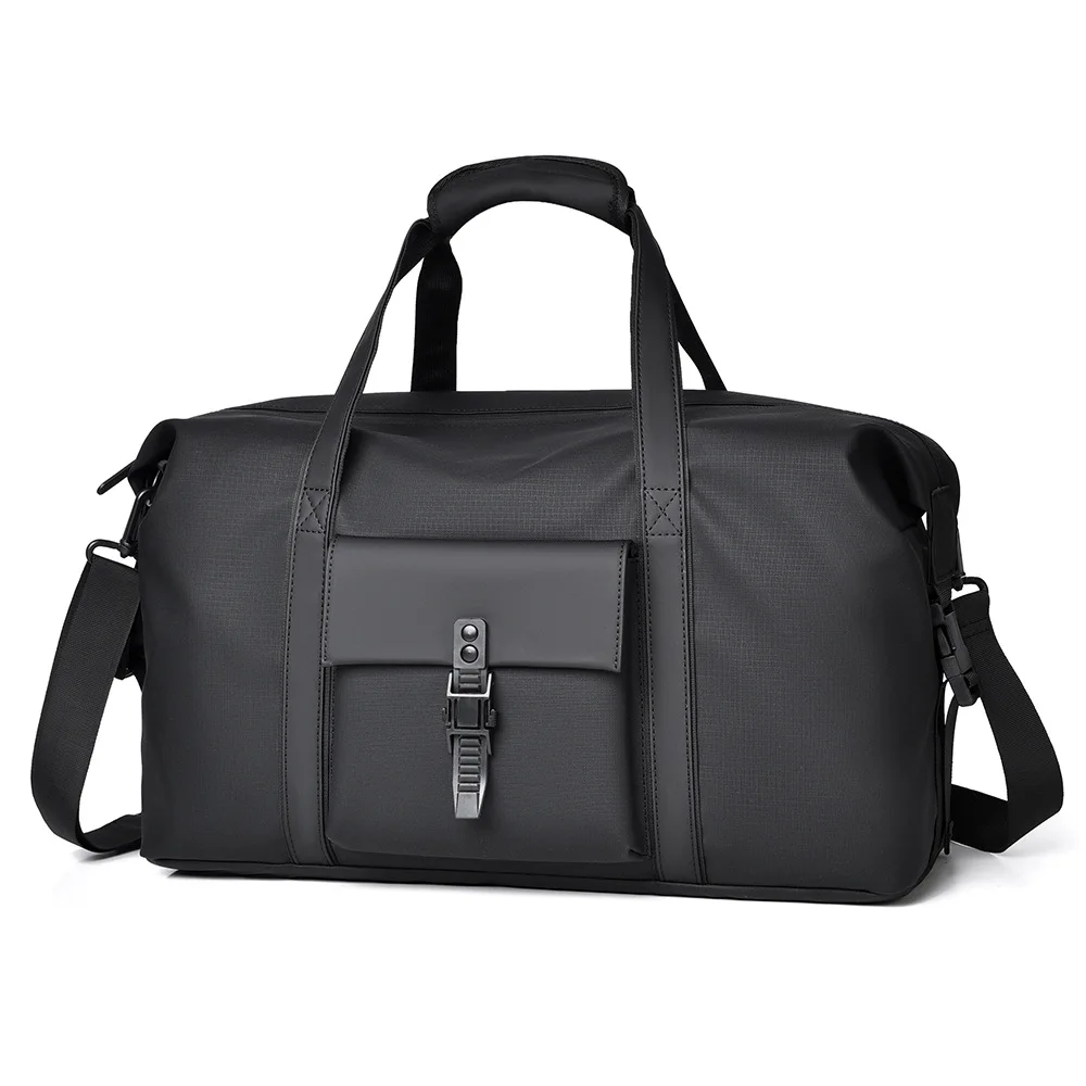 Men Travel Duffel Bag Waterproof Nylon Weekender Handbag Male Casual Crossbody Shoulder Pack With Front Flap Pocket For Gym Trip