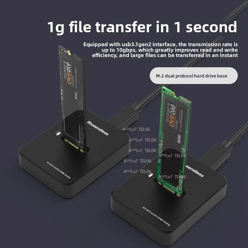 M.2 SSD Enclosure NVME SATA Reader USB 3.2 Mobile Hard Drive Box puntillismo herramienta manualidades