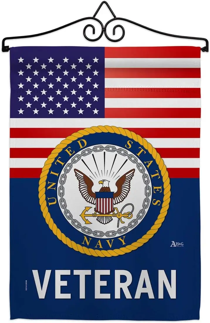 US Navy Veteran Garden Flag - Set Wall Hanger Armed Forces USN Seabee United State American Military Retire Official - House Dec