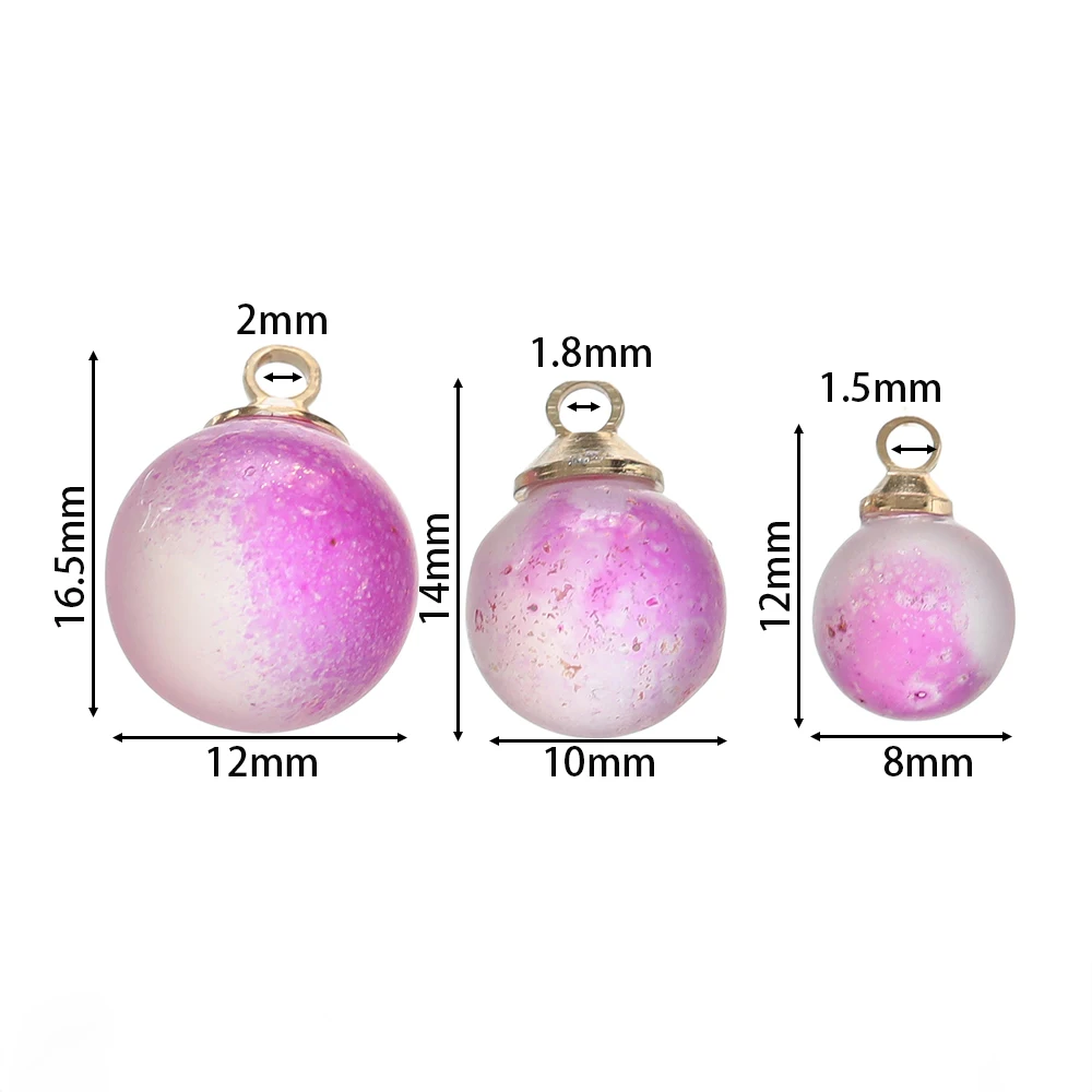 10pcs Multicolor Round Shaped Glass Pendants Vintage Spacer Beads Charm for DIY Bracelet Earrings Jewelry Making Findings