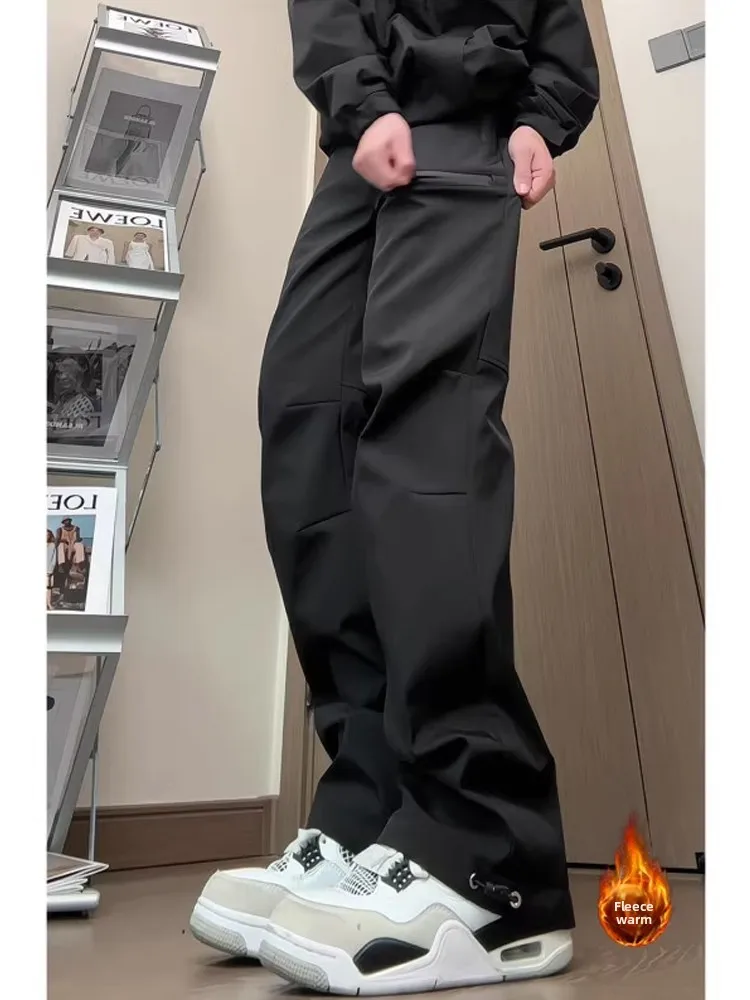 Celana Mendaki Gunung Luar Ruangan Thi Berlapis Fce Amerika Retro Celana Panjang Kasual Olahraga Ski Pakaian Kerja Musim Dingin Pria