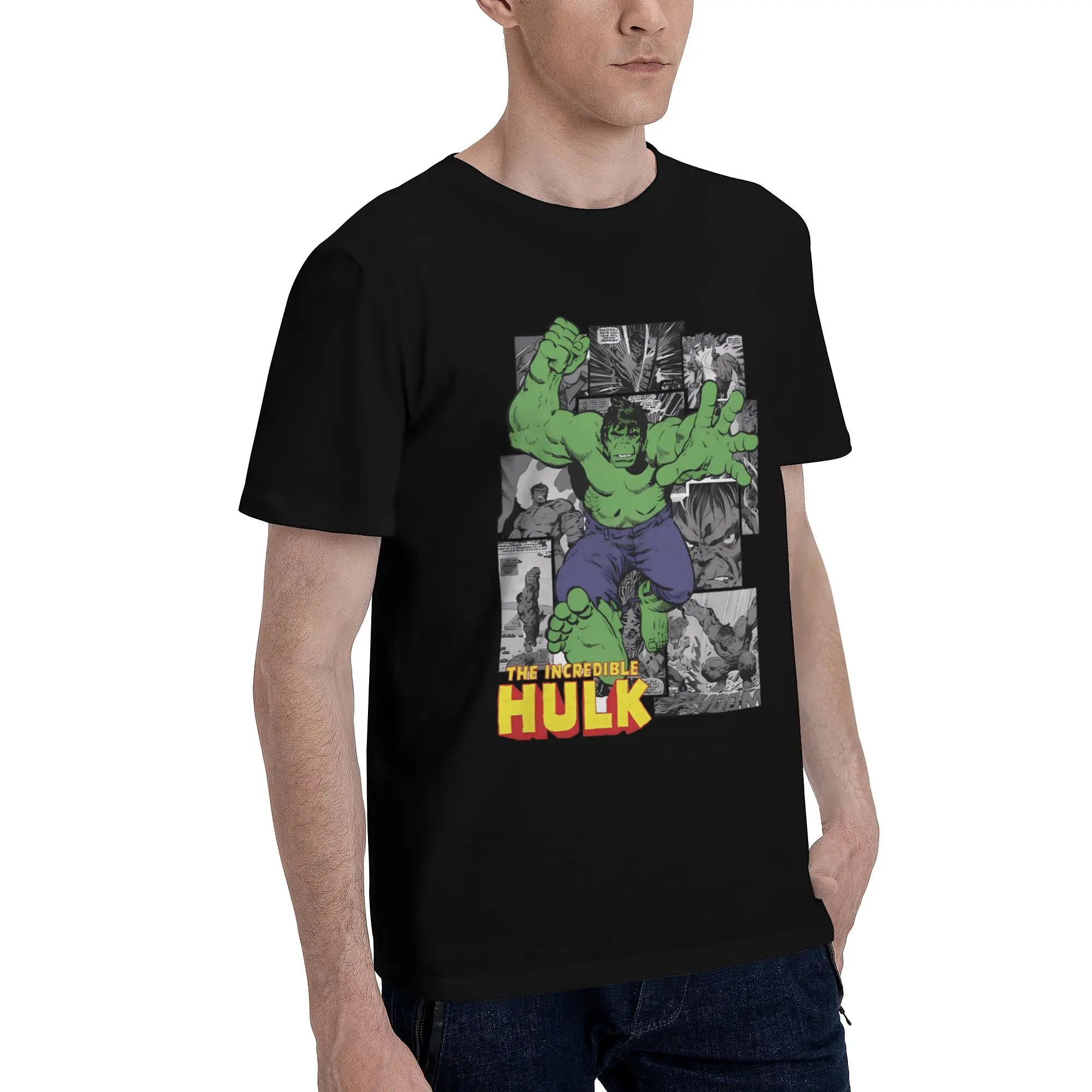 The Incredible Hulk Comic Men T Shirt  Novelty Tee Shirt Short Sleeve Round Collar T-Shirt Cotton Summer Clothing