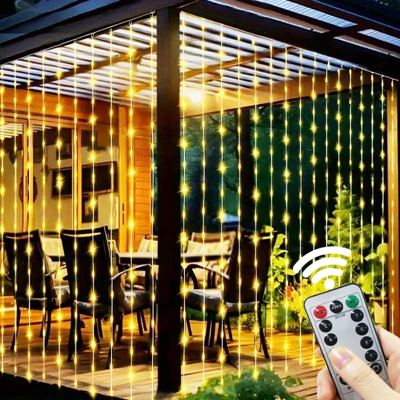 USB Indoor Curtain Lights - 8 Modes Fairy String Lights with Remote,Garland for Christmas, Birthday, Wedding, Home Decor