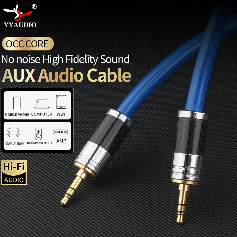 Hifi AUX Cable OCC High Quality 3.5mm to 3.5mm Male Plug Audio Cable Aux Cable For Iphone Headphones Speaker Car Speaker