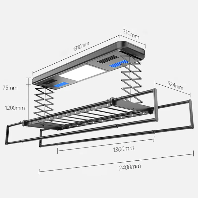 Automatic Ceiling Electric Foldable Laundry Clothing Drying Hanging Rack Heating Air Remote Control Clothes Dryer