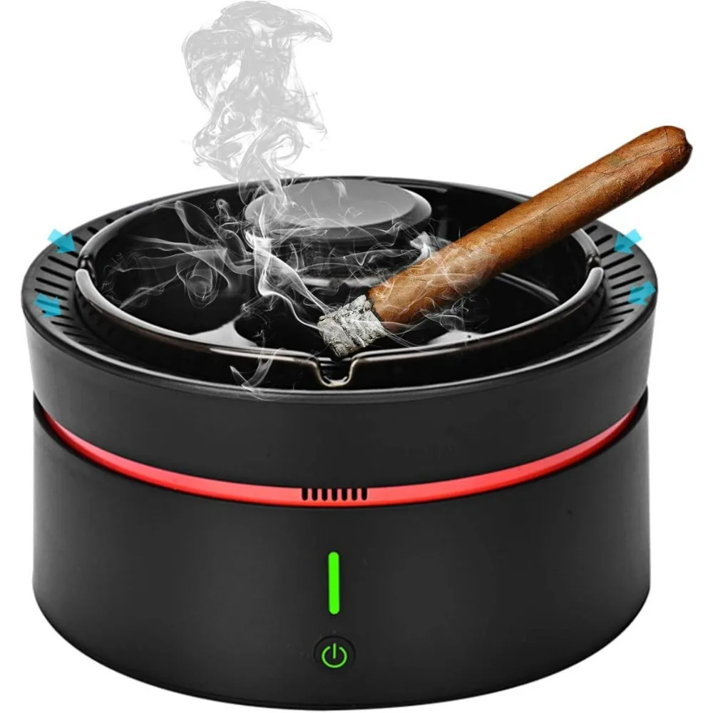 

Пепельница со светодиодным индикатором заряда батареи Перезаряжаемая для дома, офиса, автомобиля (черная) Пепельница со светодиодным индикатором заряда батареи Перезаряжаемая для