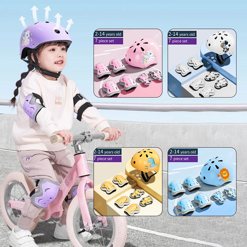 Child protective equipment Helmet, knee, elbow, and hand protectors Boys and Girls 2 3 4 5 6 7 8 9 10 11 12 13 14 years old