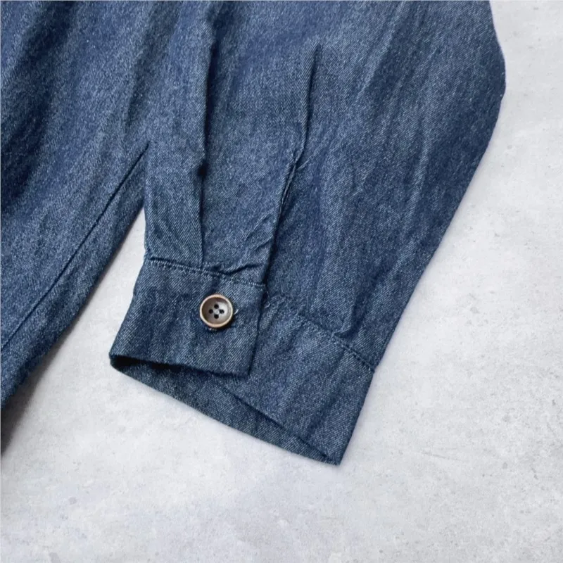 Johnature novo vestido jeans casual com babados outono novo estilo francês manga longa camada base coreano mori vestidos de menina