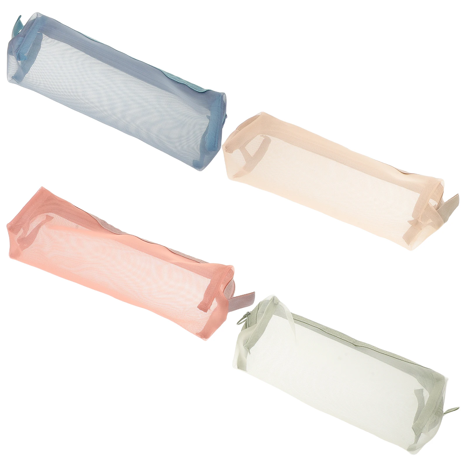 

4Pcs Portable Mesh Makeup Bags Multicolor Travel Organizer Pencil Case Zipper Pouch Purse Organizer Storage Bag