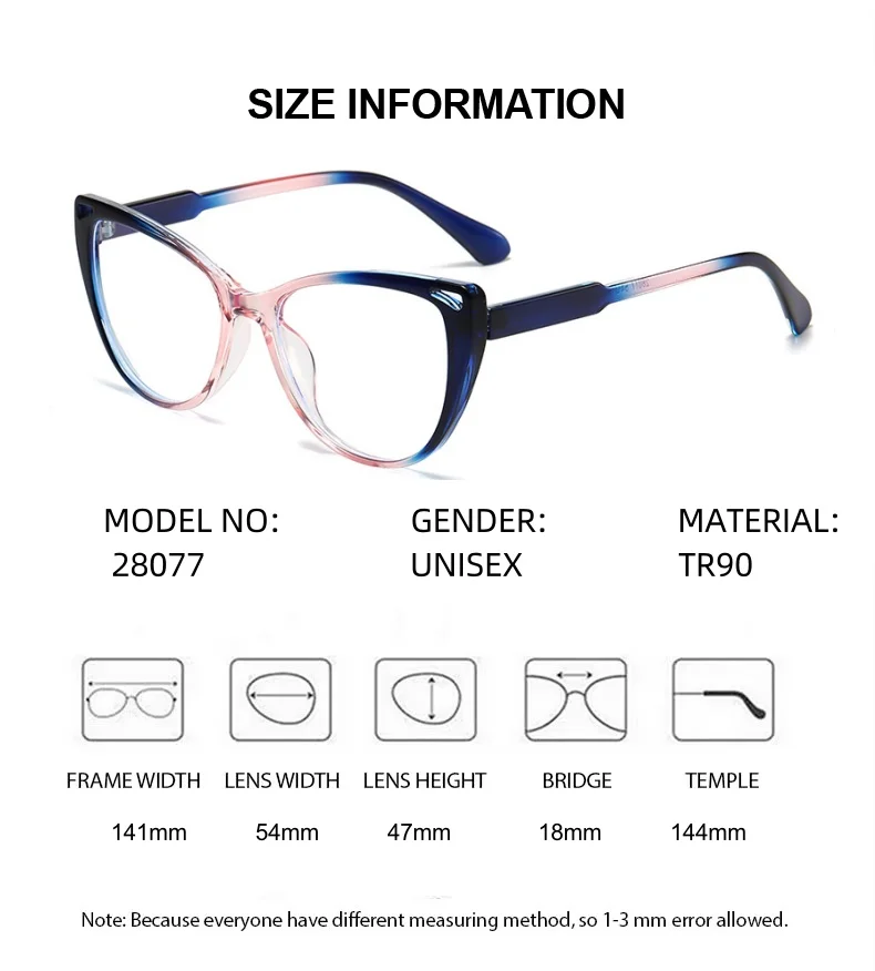 ELECCION Prescription Lenses  Glasses TR90 Cat Eye Optical Eyewear Men Women  Glasses Frame Myopia Minus Multifocal Photochromic