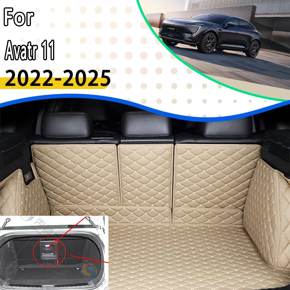 

For Avatr 11 One One E11 2022 2023 2024 2025 Car Rear Trunk Mats Leather Storage Pad Carro Carpets Cargo Covers Auto Accessories