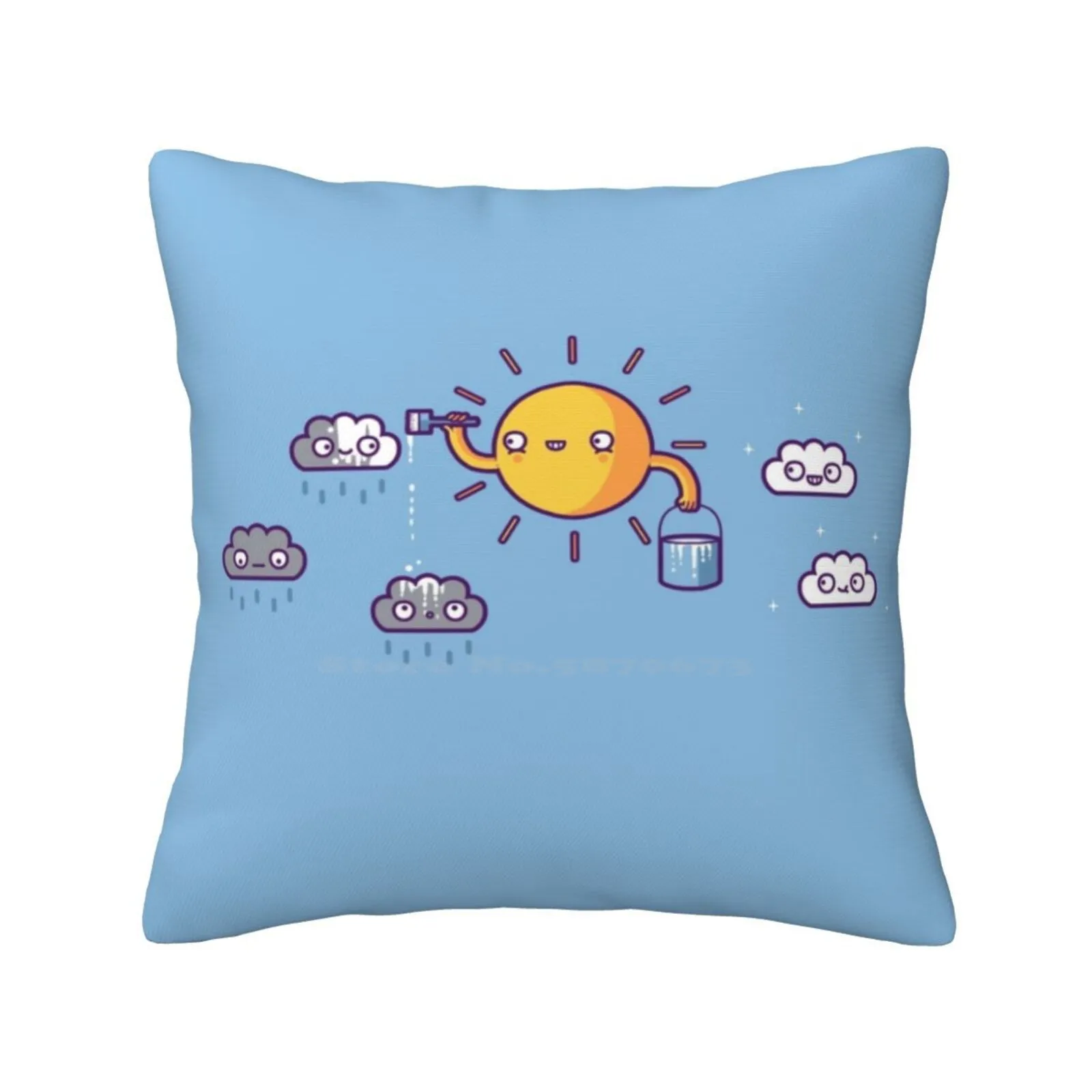 Brighten Up Home Sofa Car Cushion Cover Pillowcase Cool Fun Colour Sun Cloud Randyotter Blue Happy Silly Kids